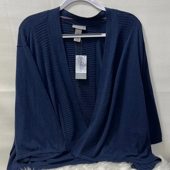 Catherines | Sweaters | Catherines Navy Blue Waist Length Short Sleeve Open  Fron Shrug Size 5 X | Poshmark